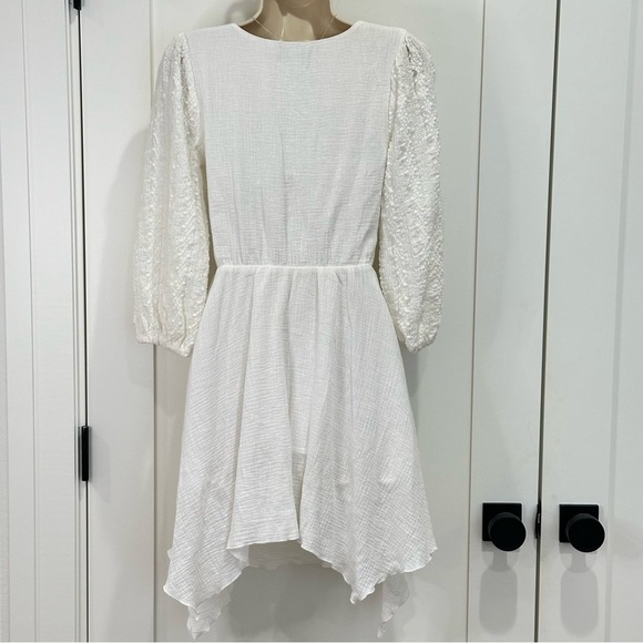 Majorelle Cambria Mini Dress White Cutout Long Sleeve Crochet Small Bridal Grad - Picture 6 of 12